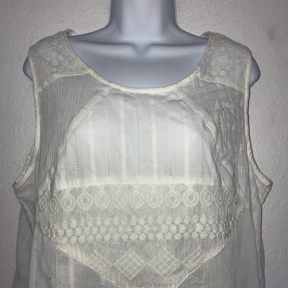 Casual Express Sleeveless Tank Top Off White Lace L - Picture 2 of 5